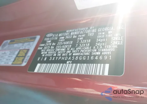 2016 Kia Sorento 3.3L Ex из США, поврежденный, VIN 5XYPHDA58GG164691